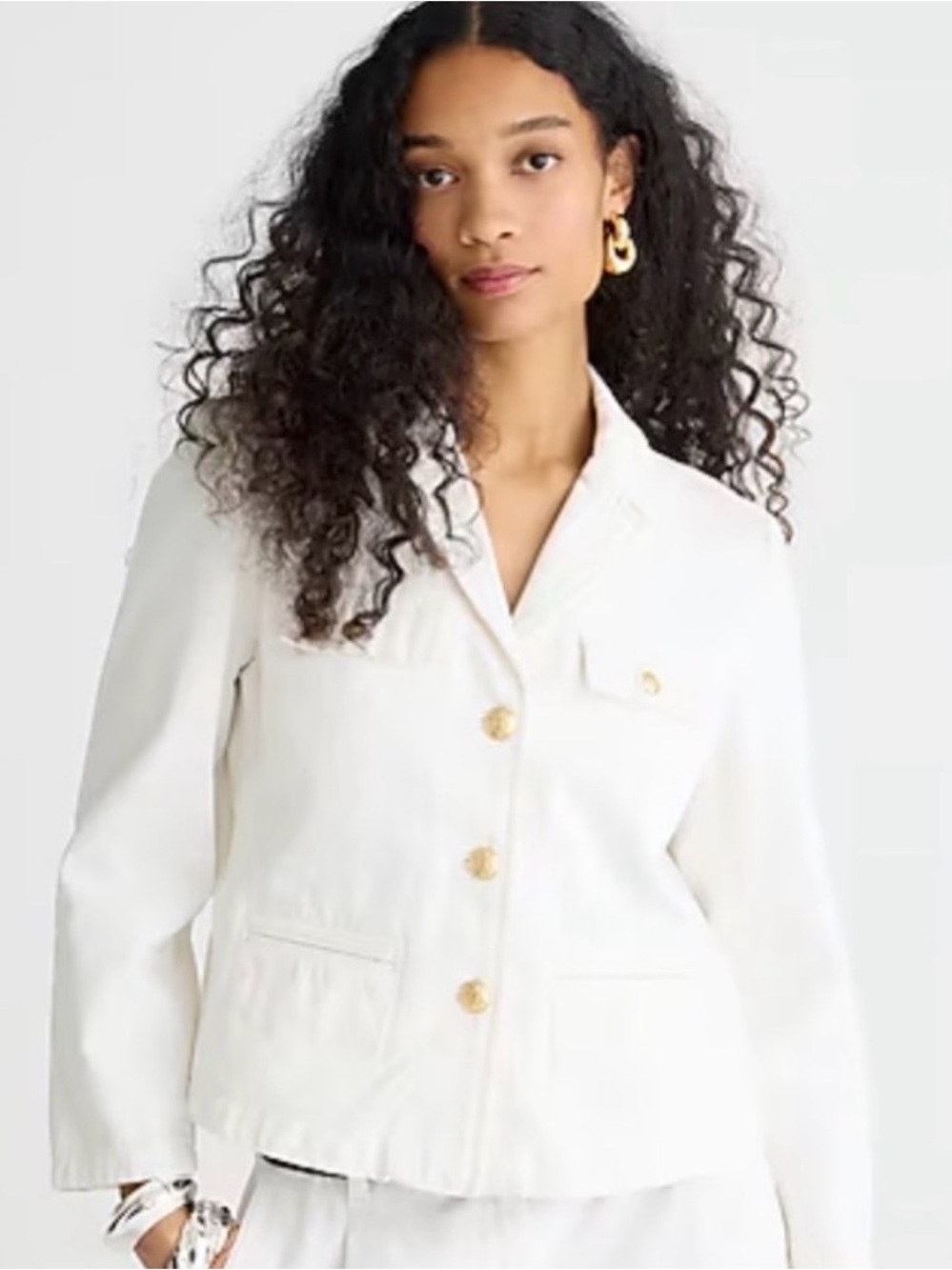 J. Crew Denim White Blazer Jacket Size 2